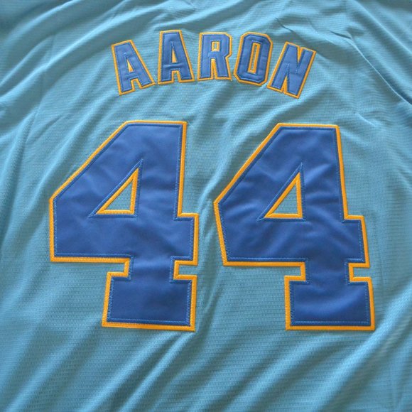 Brand NEW Milwaukee Brewers #44 Hank Aaron Jersey Size Men's X-Large - Picture 7 of 10